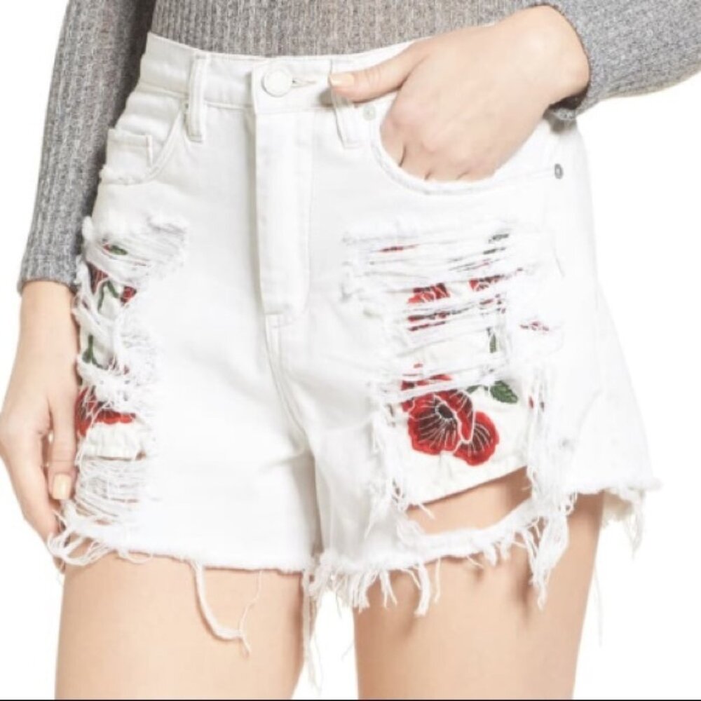 Blank NYC Pin-up High Rise Embroidered Shorts size 27